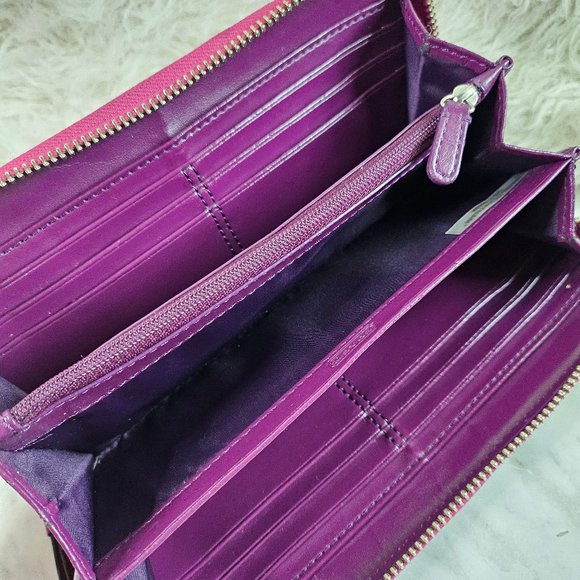 Coach Purple Smooth Leather Long Wallet - Picture 5 of 9